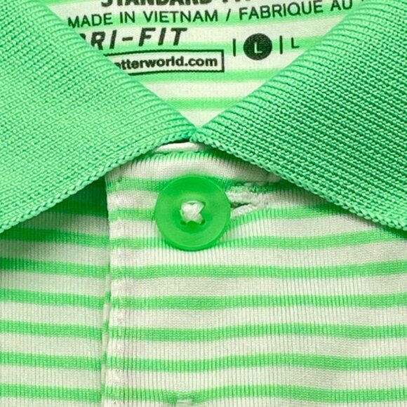 Nike Golf Men's Golf Shirt - DRI-FIT - Green & White Striped - Size L - GUC - Picture 6 of 11